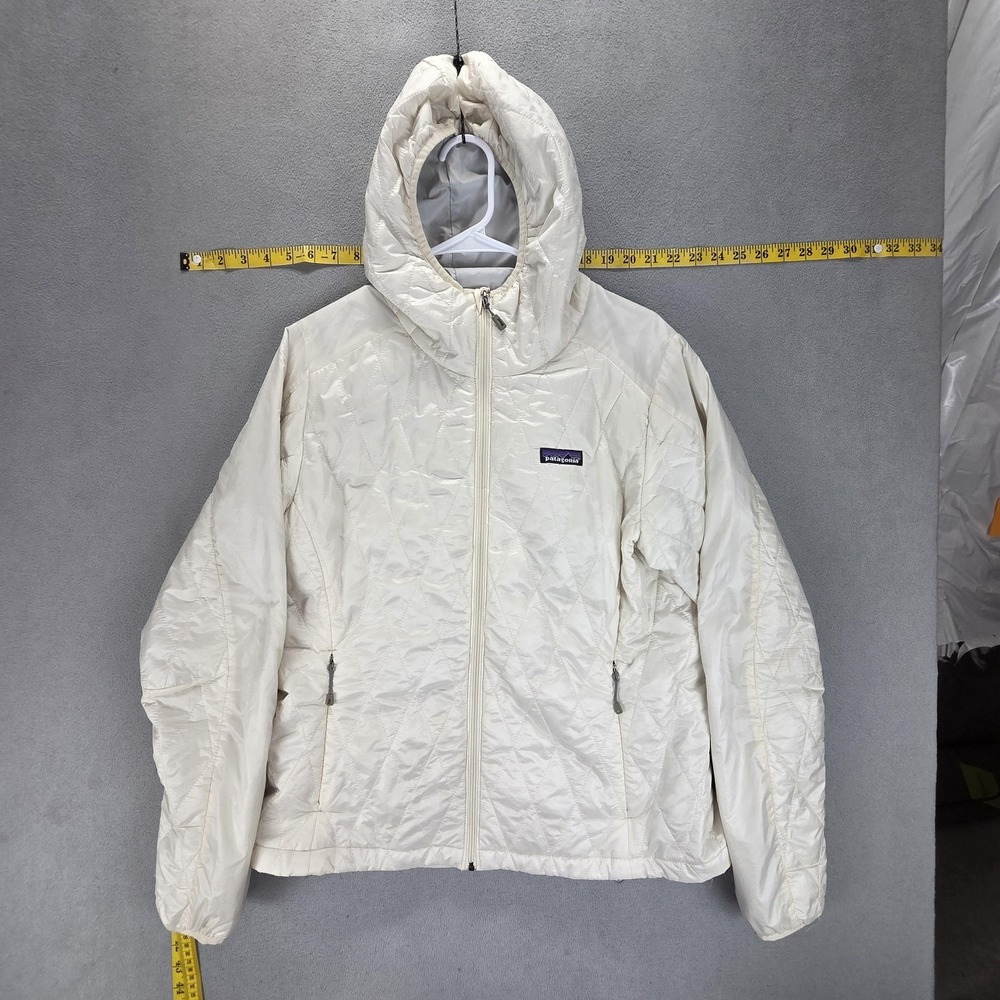 Patagonia Jacket Womens Large White Womens Nano Puff Hoody Puffer Primaloft